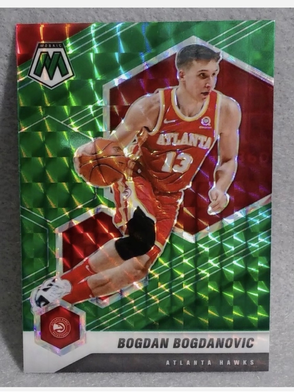 Bogdan Bogdanovic 2020-21 Atlanta Hawks Panini GREEN MOSAIC PRIZM #200 NBA Card